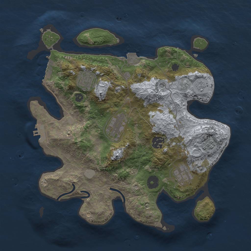 Rust Map: Procedural Map, Size: 3000, Seed: 4068572, 12 Monuments