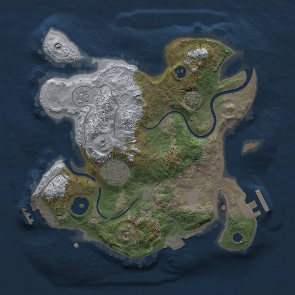 Rust Map: Procedural Map, Size: 2500, Seed: 272356, 6 Monuments