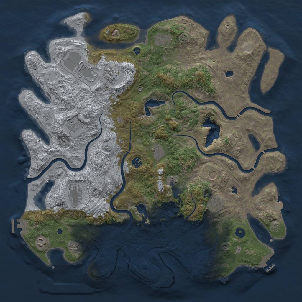 Rust Map: Procedural Map, Size: 4500, Seed: 1328964242, 17 Monuments