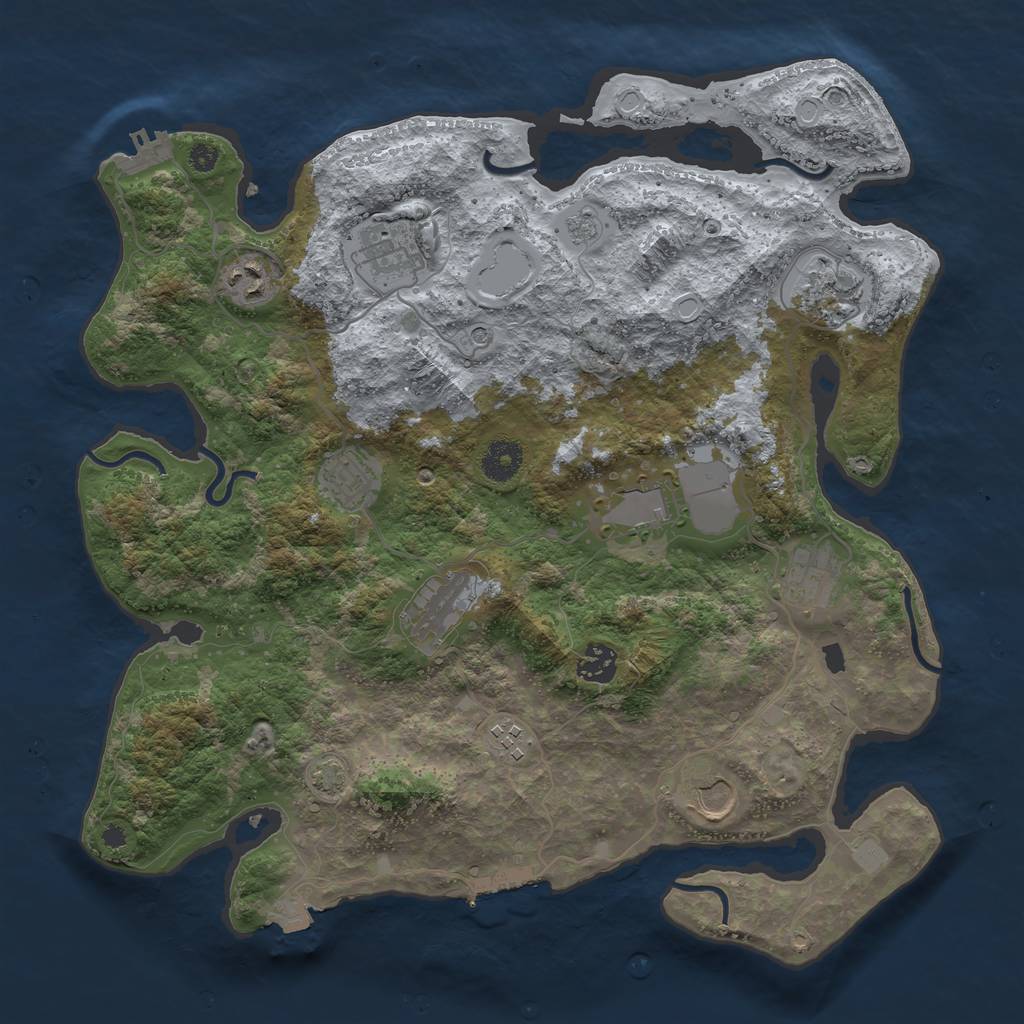 Rust Map: Procedural Map, Size: 3750, Seed: 635593621, 18 Monuments