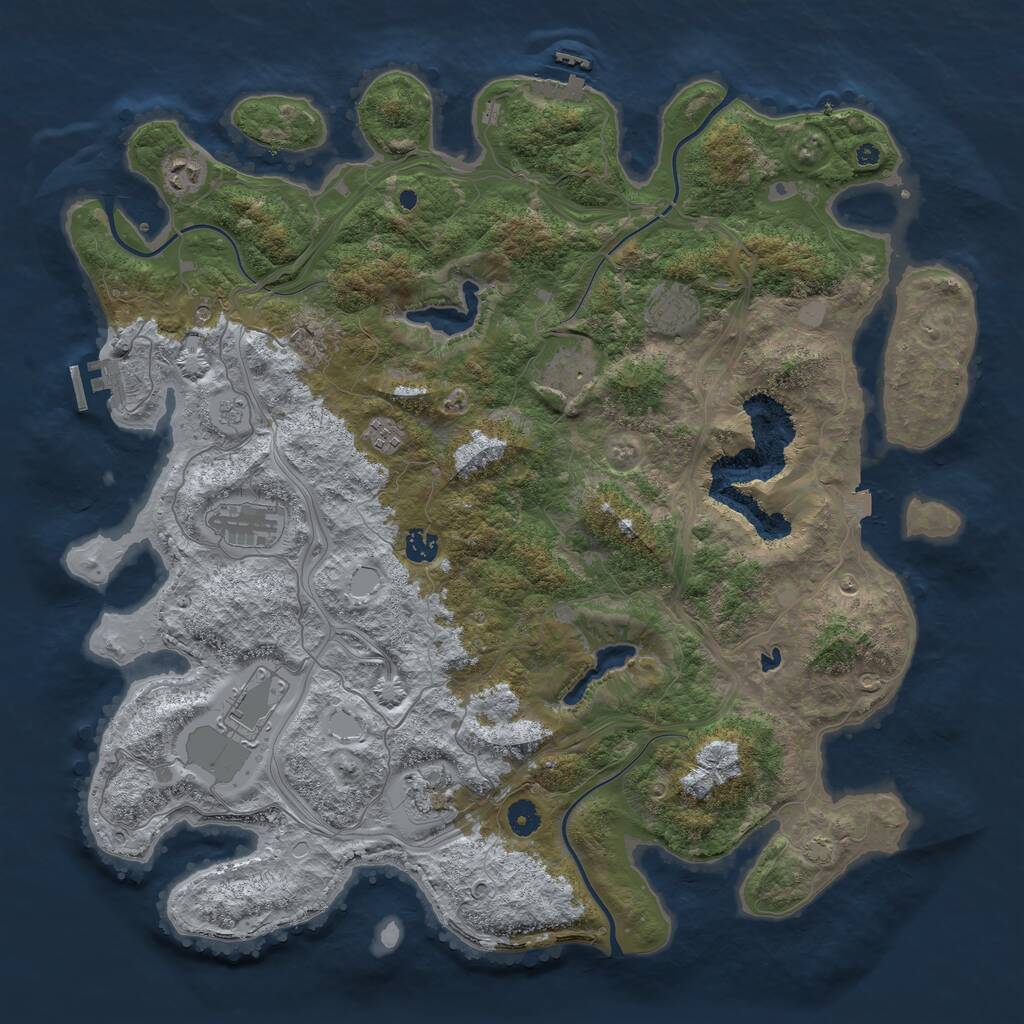 Rust Map: Procedural Map, Size: 4500, Seed: 770666923, 14 Monuments