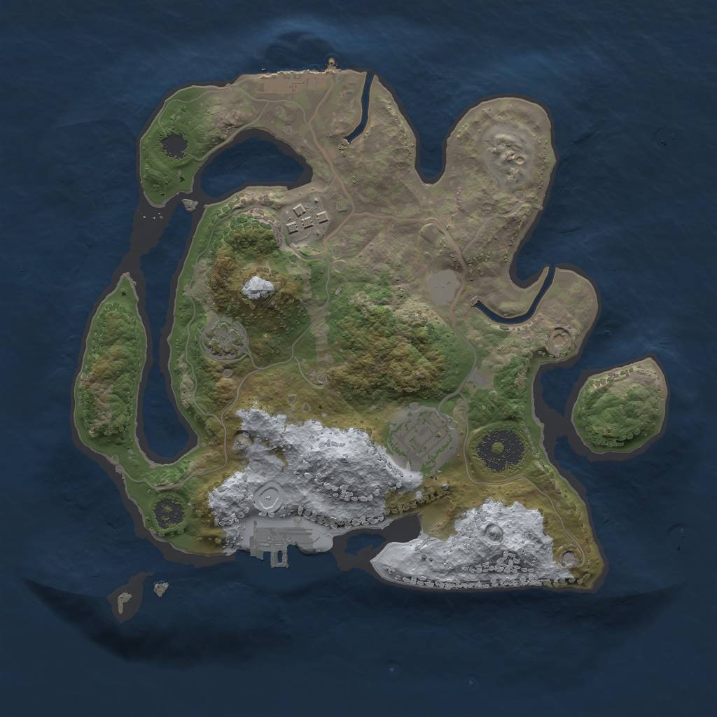 Rust Map: Procedural Map, Size: 2500, Seed: 735837358, 8 Monuments