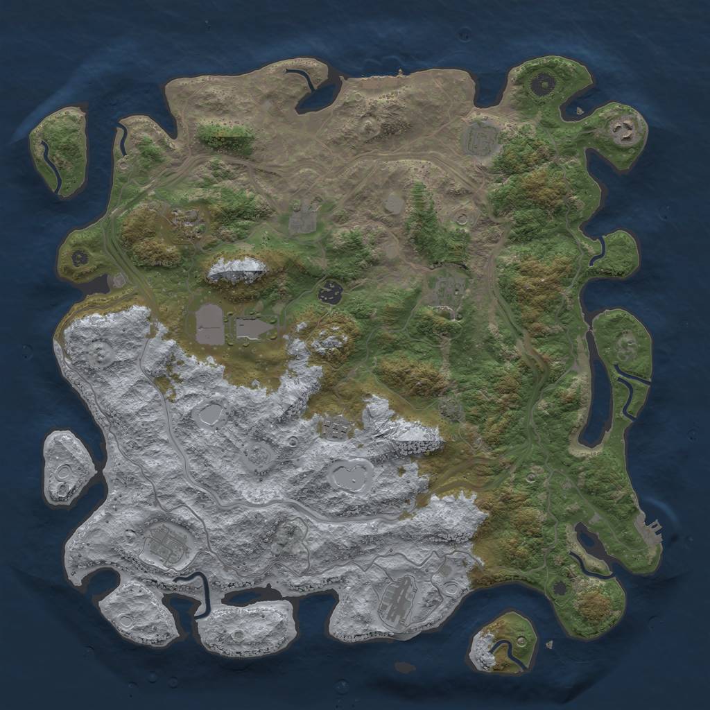 Rust Map: Procedural Map, Size: 4500, Seed: 47111616, 18 Monuments