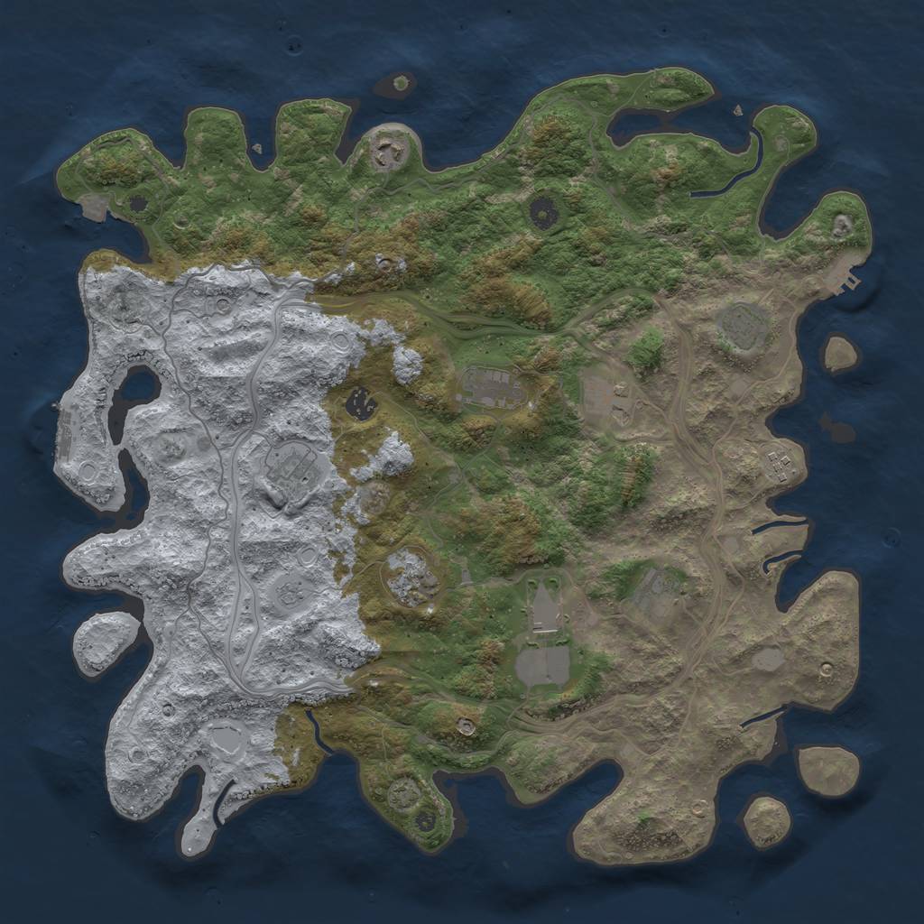 Rust Map: Procedural Map, Size: 4500, Seed: 1167042046, 18 Monuments