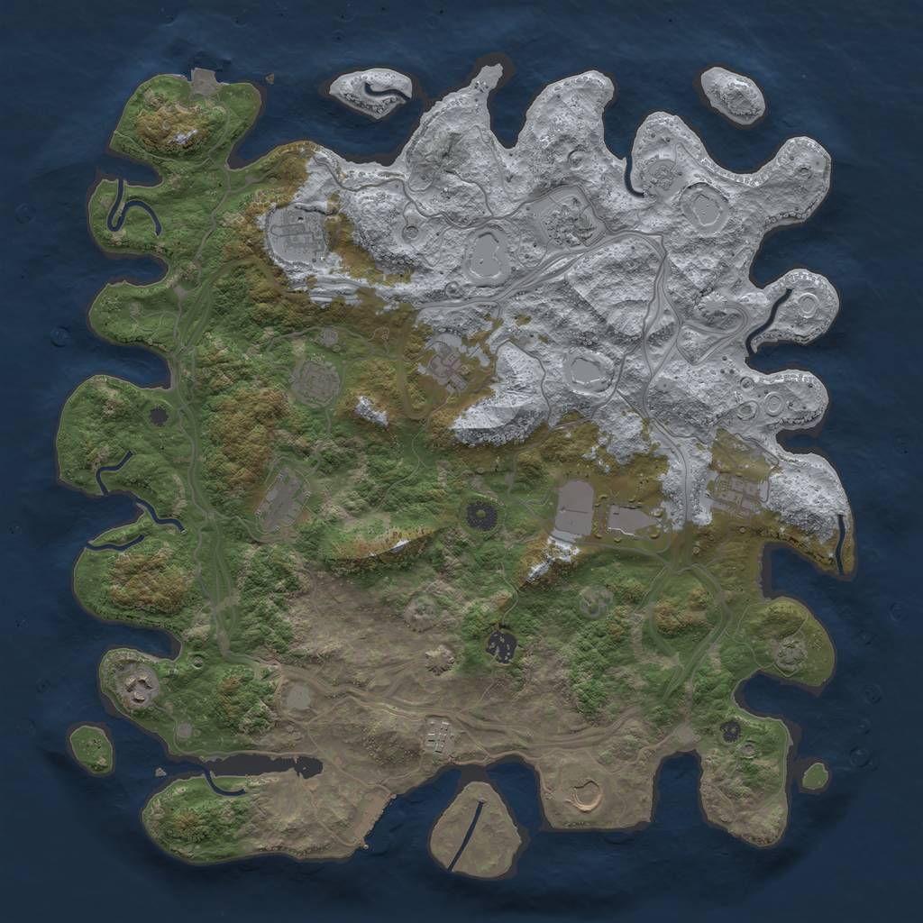 Rust Map: Procedural Map, Size: 4500, Seed: 1231231, 18 Monuments
