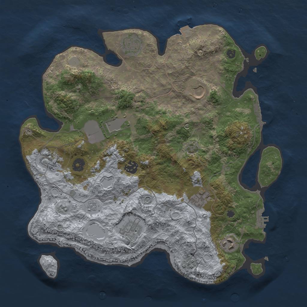 Rust Map: Procedural Map, Size: 3500, Seed: 84798895, 17 Monuments
