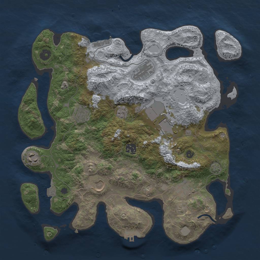 Rust Map: Procedural Map, Size: 3500, Seed: 6970, 16 Monuments