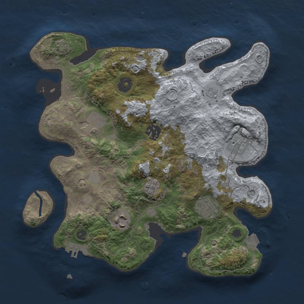 Rust Map: Procedural Map, Size: 3000, Seed: 1221396298, 13 Monuments