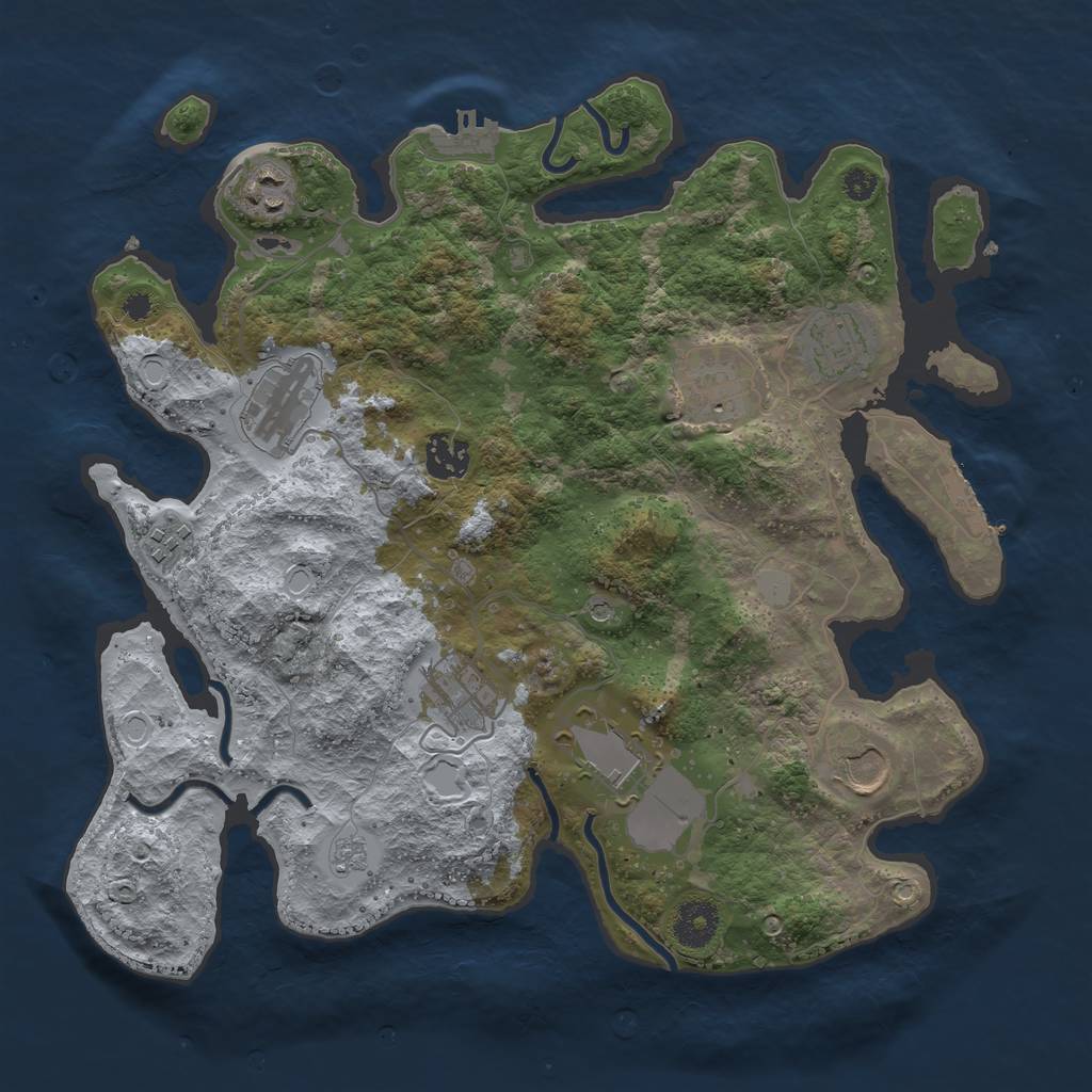 Rust Map: Procedural Map, Size: 3500, Seed: 13830, 16 Monuments