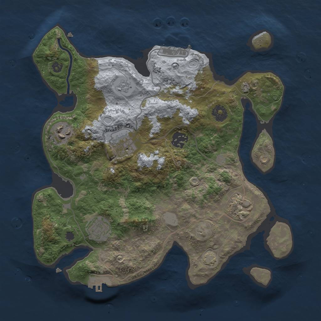 Rust Map: Procedural Map, Size: 3000, Seed: 158773655, 12 Monuments
