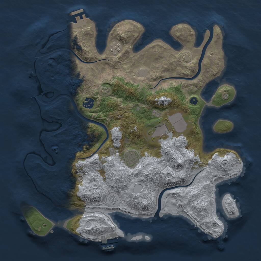 Rust Map: Procedural Map, Size: 3500, Seed: 2131280062, 10 Monuments