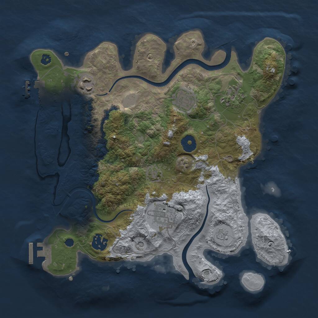 Rust Map: Procedural Map, Size: 3000, Seed: 151293654, 11 Monuments