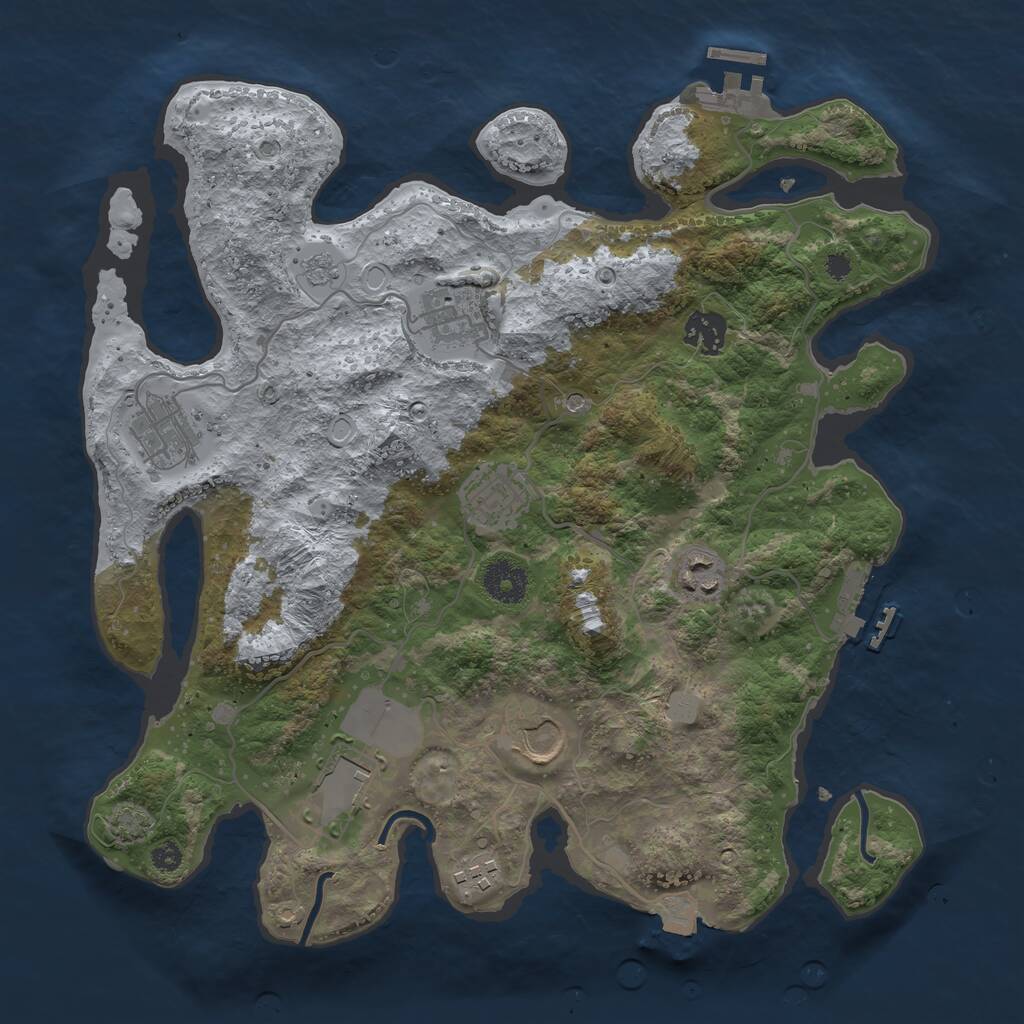 Rust Map: Procedural Map, Size: 3500, Seed: 343804241, 14 Monuments