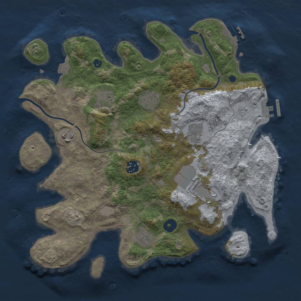Rust Map: Procedural Map, Size: 3500, Seed: 105742173, 13 Monuments