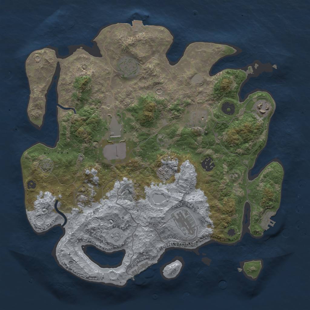Rust Map: Procedural Map, Size: 3500, Seed: 6972, 16 Monuments