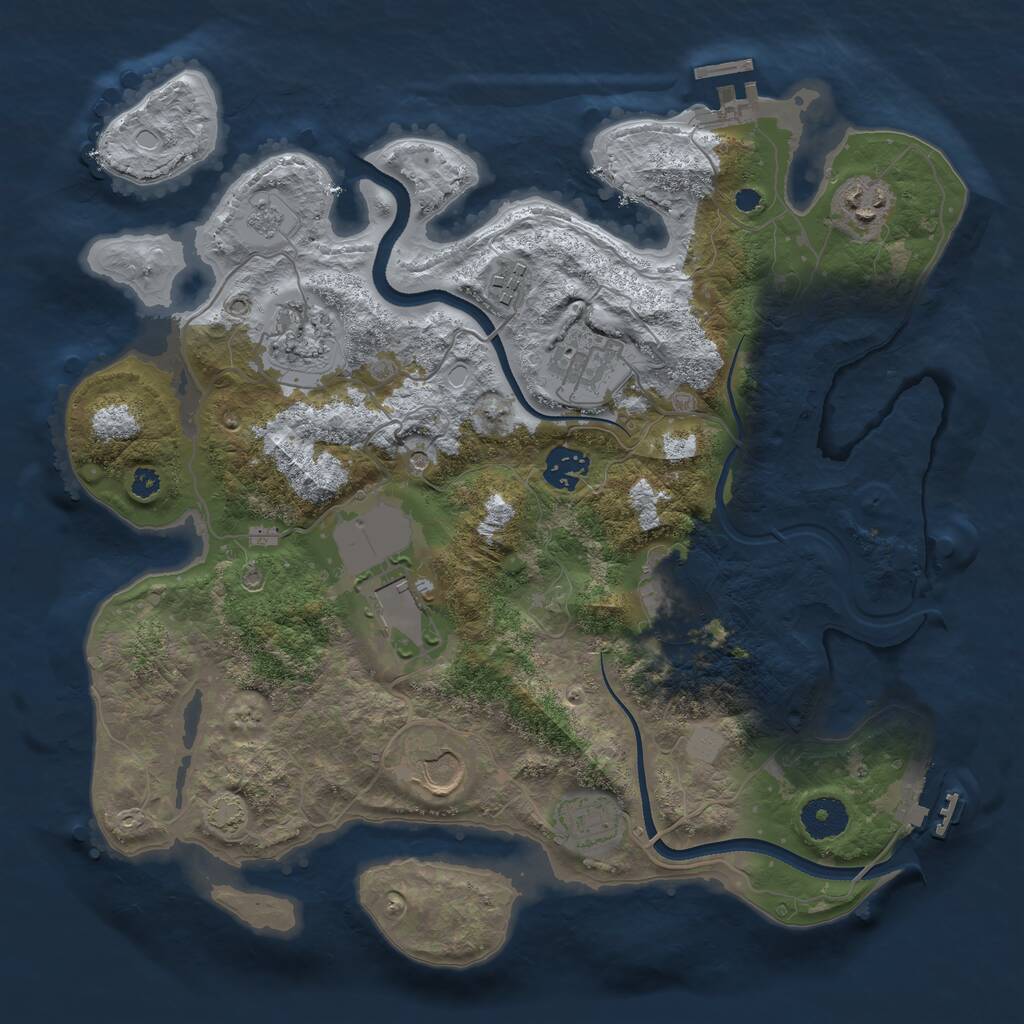 Rust Map: Procedural Map, Size: 3500, Seed: 2047931685, 15 Monuments