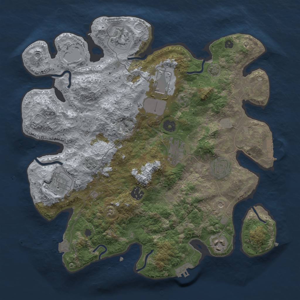 Rust Map: Procedural Map, Size: 3550, Seed: 602982, 16 Monuments