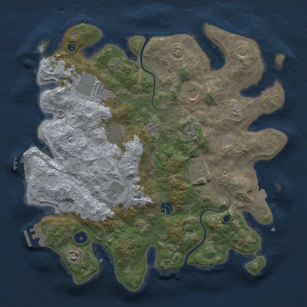 Rust Map: Procedural Map, Size: 3750, Seed: 13747673, 14 Monuments