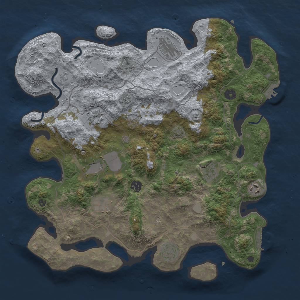 Rust Map: Procedural Map, Size: 4000, Seed: 488392028, 17 Monuments