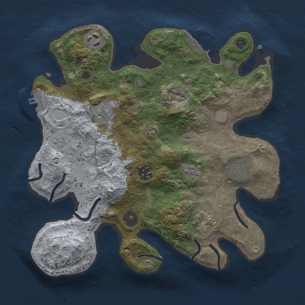 Rust Map: Procedural Map, Size: 3000, Seed: 3285014, 13 Monuments