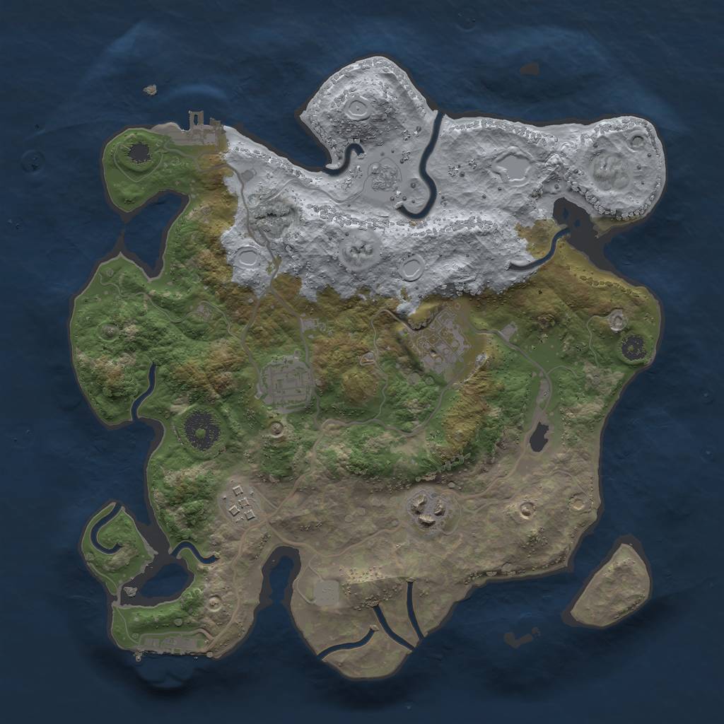 Rust Map: Procedural Map, Size: 3000, Seed: 1206502631, 10 Monuments