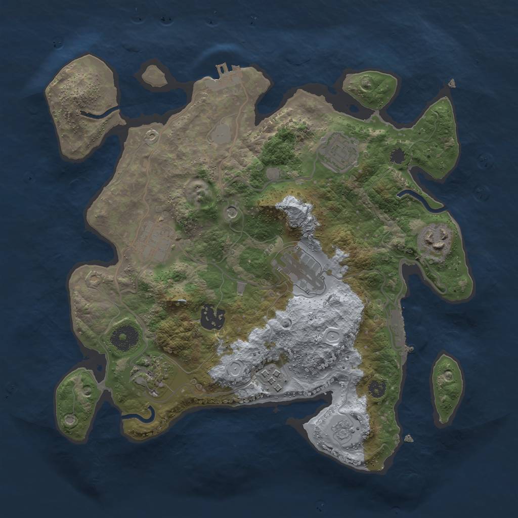 Rust Map: Procedural Map, Size: 3000, Seed: 8573041, 14 Monuments