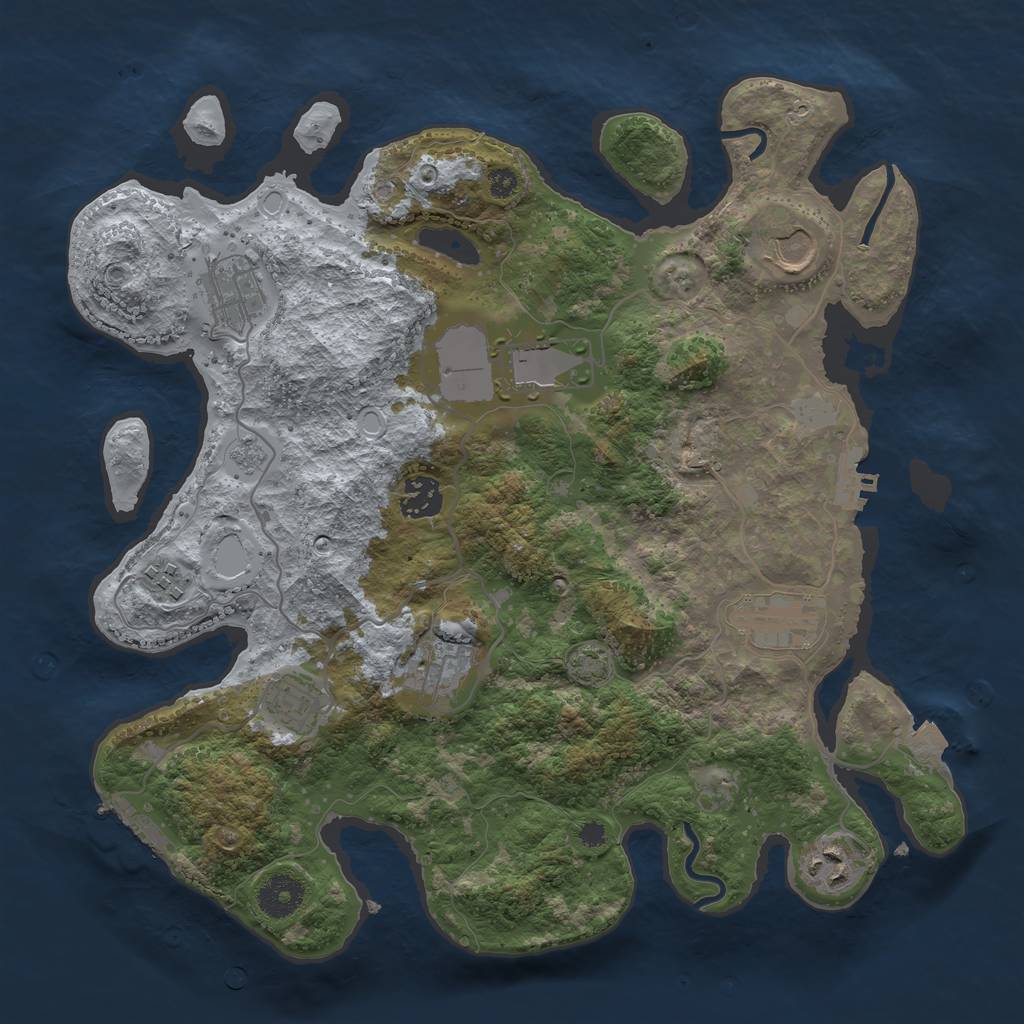 Rust Map: Procedural Map, Size: 3500, Seed: 213584, 16 Monuments