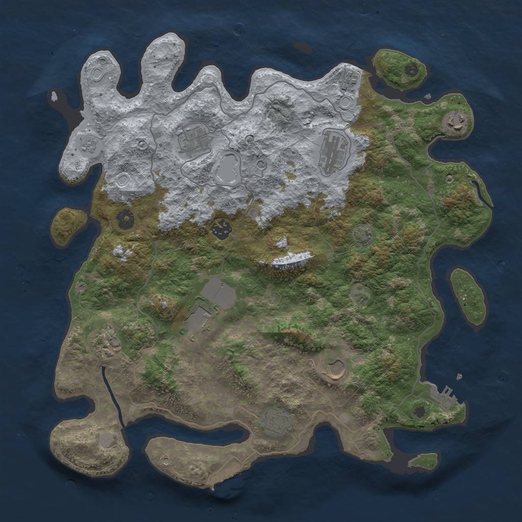 Rust Map: Procedural Map, Size: 4000, Seed: 1997154677, 17 Monuments