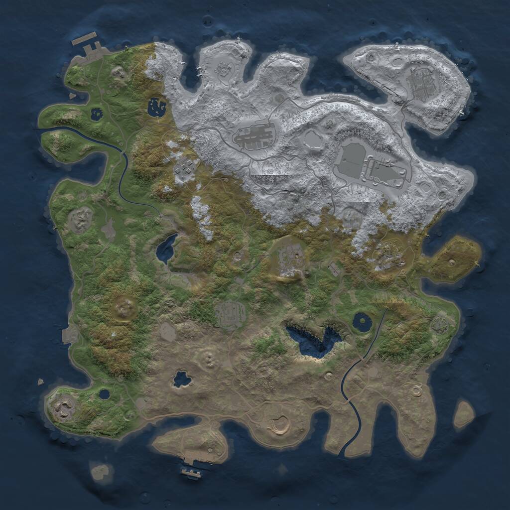 Rust Map: Procedural Map, Size: 4000, Seed: 298696481, 16 Monuments