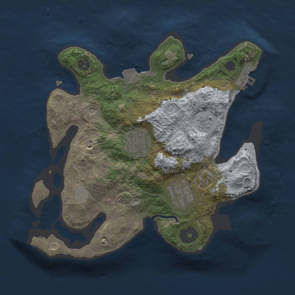Rust Map: Procedural Map, Size: 2500, Seed: 7659733, 8 Monuments