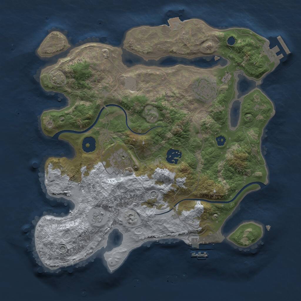 Rust Map: Procedural Map, Size: 3000, Seed: 1199483217, 9 Monuments
