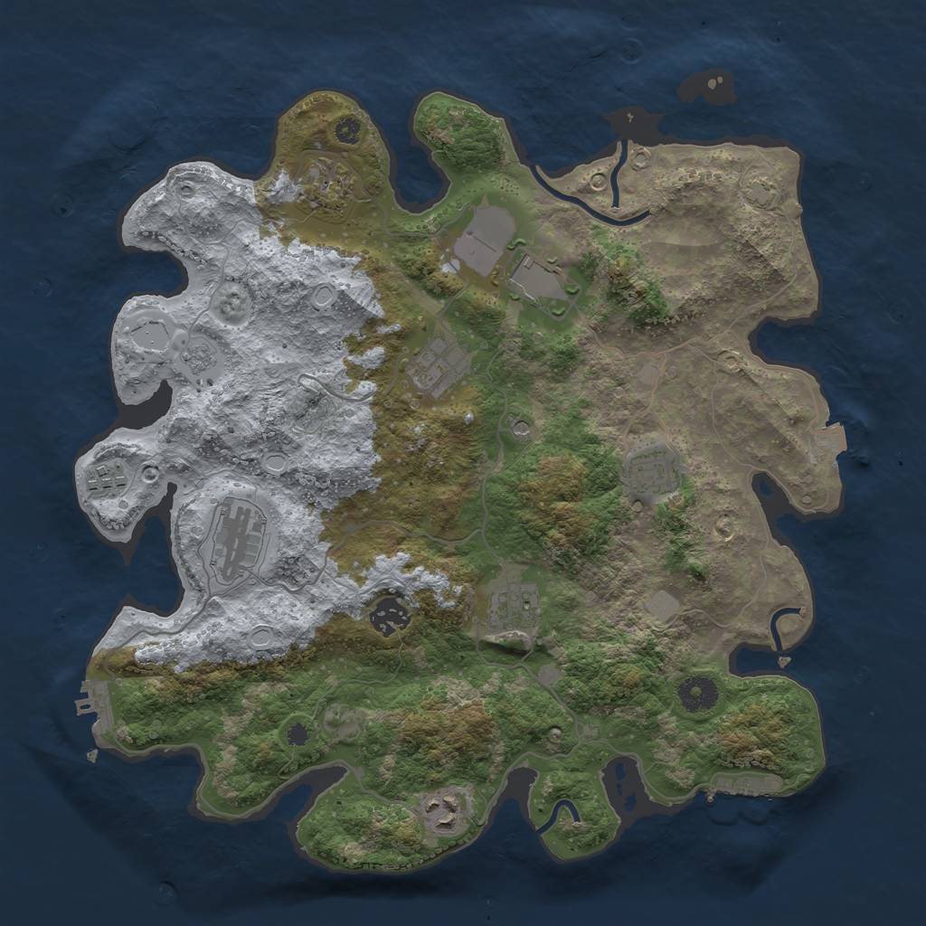 Rust Map: Procedural Map, Size: 3690, Seed: 1066, 17 Monuments