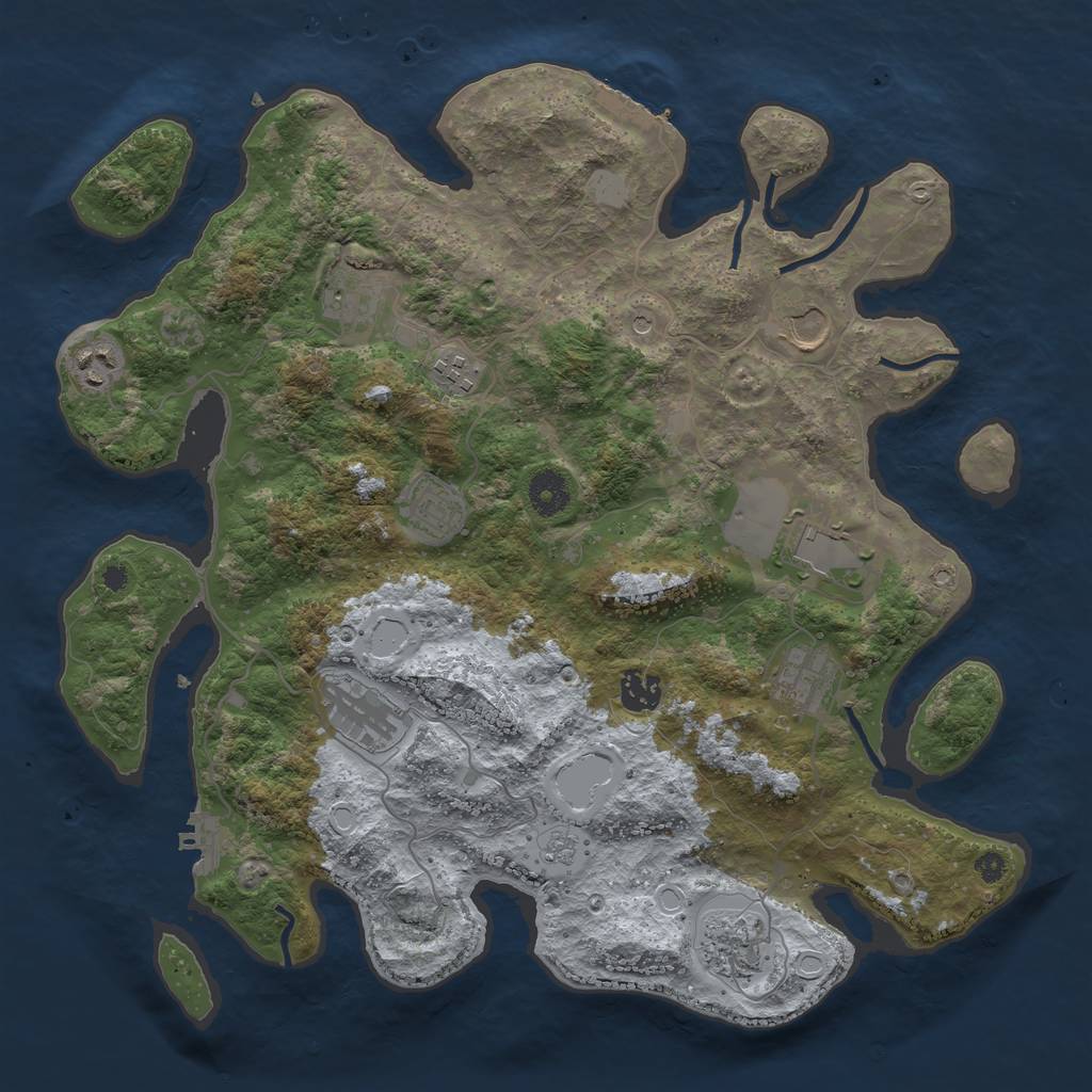 Rust Map: Procedural Map, Size: 3800, Seed: 652937600, 17 Monuments