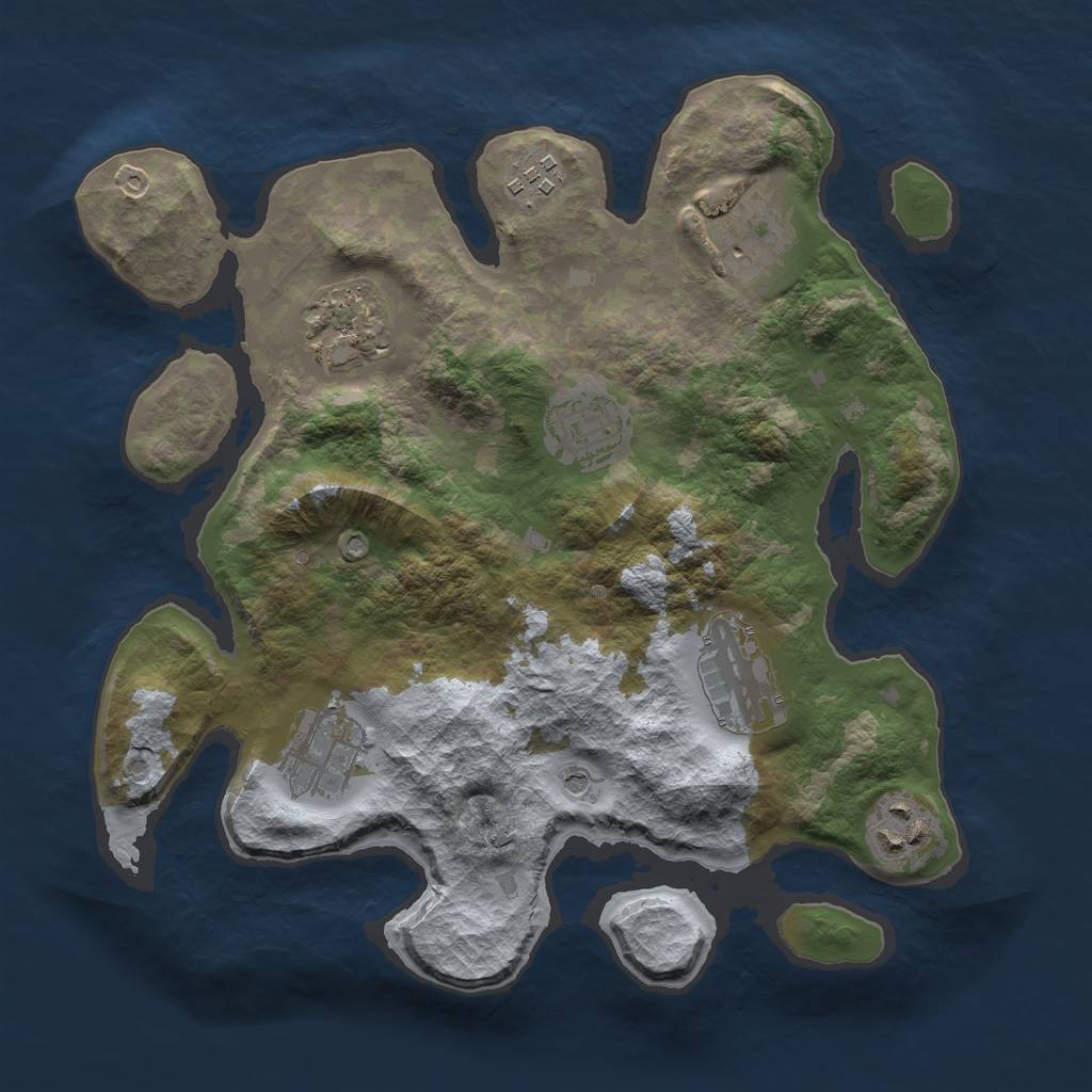 Rust Map: Barren, Size: 3000, Seed: 841307988, 10 Monuments