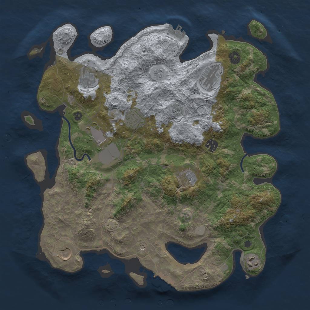 Rust Map: Procedural Map, Size: 3750, Seed: 140538721, 17 Monuments