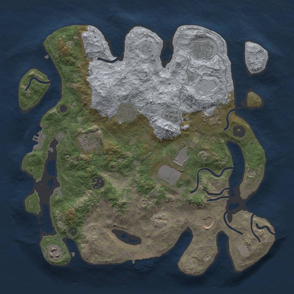 Rust Map: Procedural Map, Size: 3500, Seed: 899403891, 16 Monuments