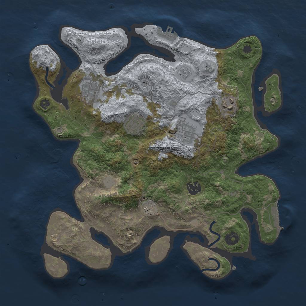 Rust Map: Procedural Map, Size: 3250, Seed: 68493980, 13 Monuments