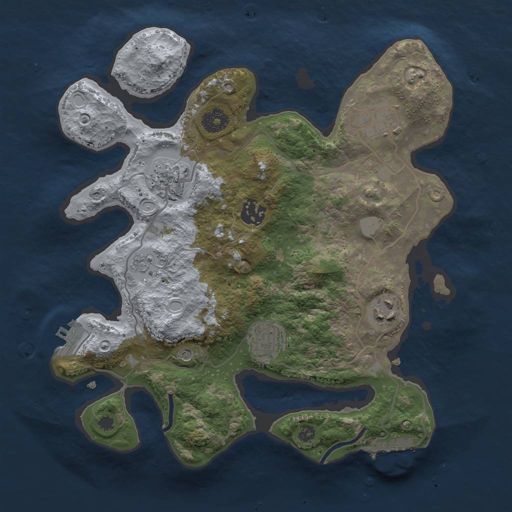 Rust Map: Procedural Map, Size: 3000, Seed: 1306240792, 12 Monuments