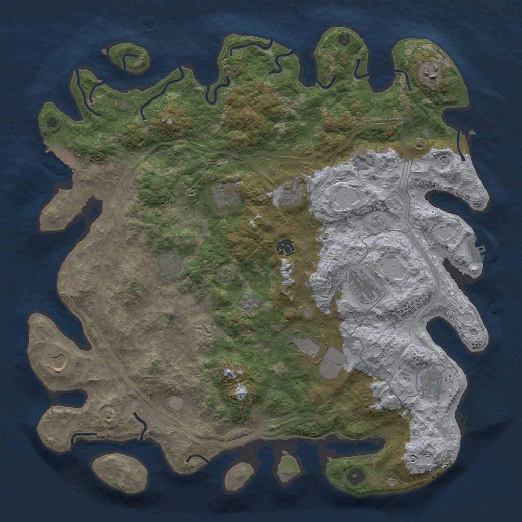Rust Map: Procedural Map, Size: 4500, Seed: 456781, 18 Monuments