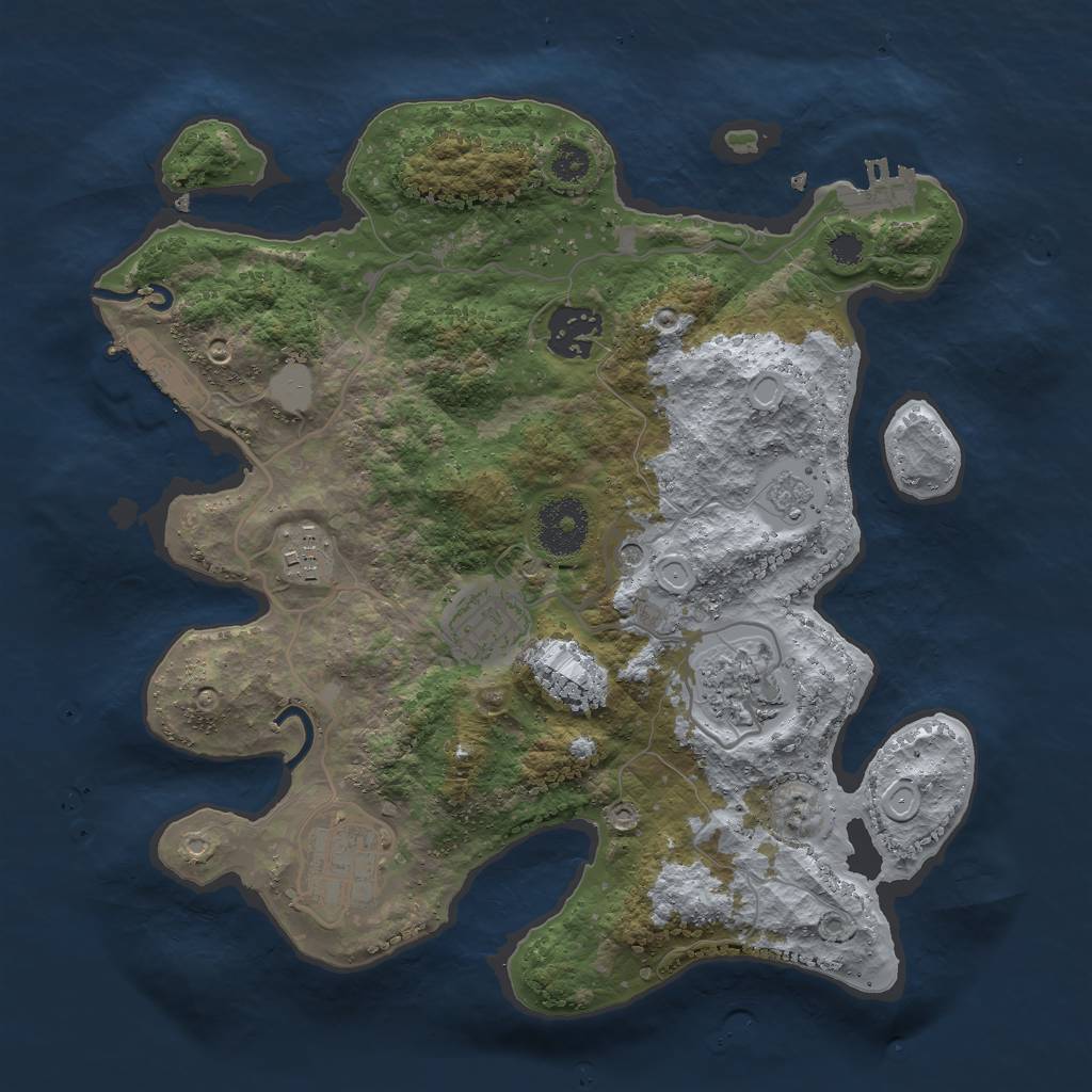 Rust Map: Procedural Map, Size: 3000, Seed: 1625085785, 12 Monuments
