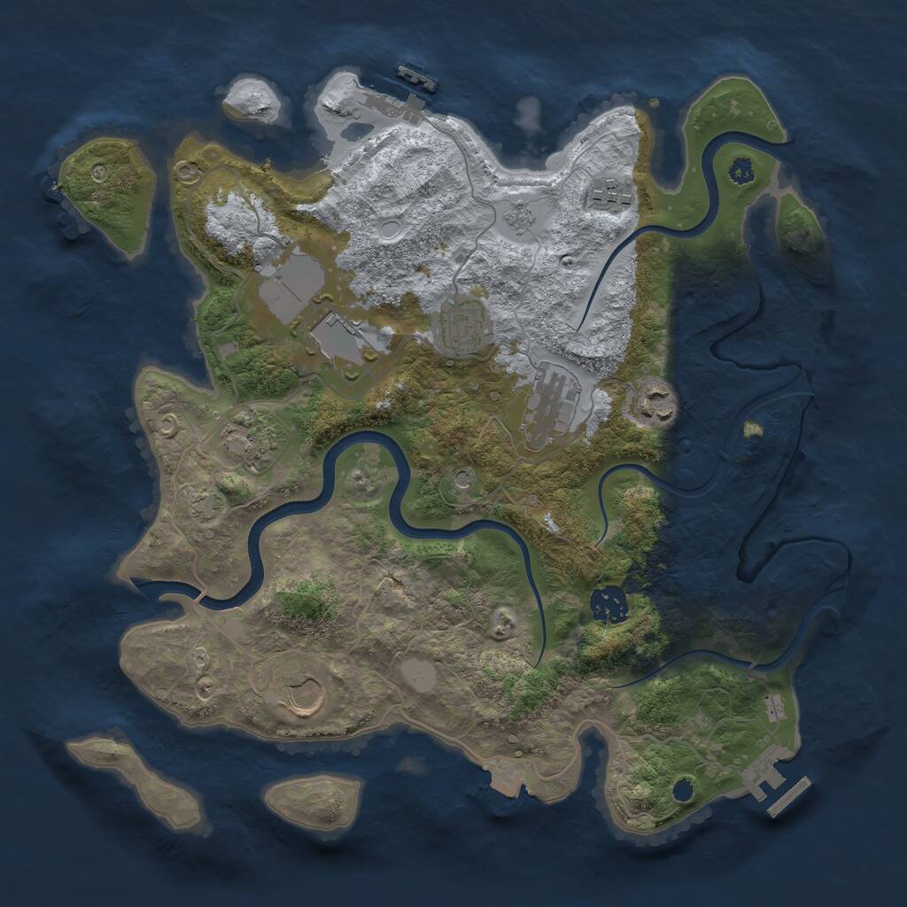 Rust Map: Procedural Map, Size: 3500, Seed: 565827983, 14 Monuments