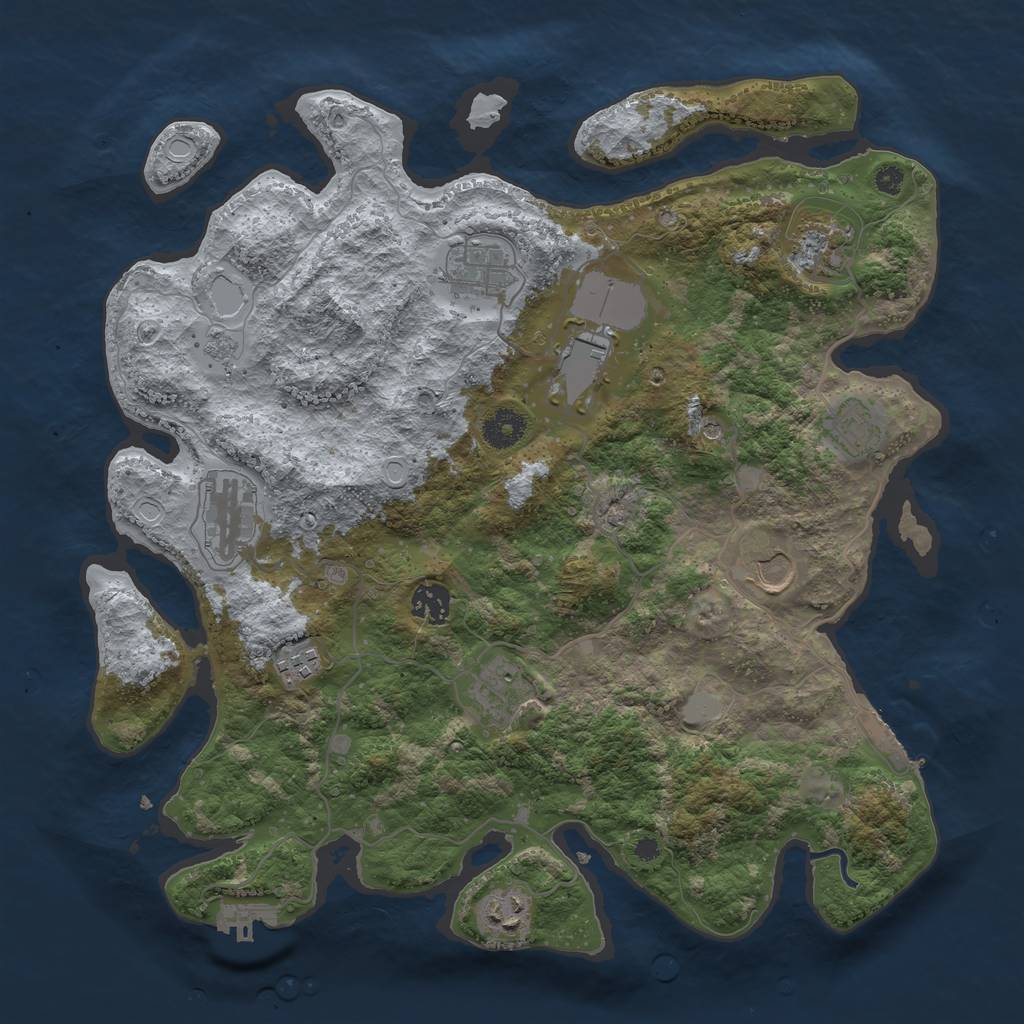 Rust Map: Procedural Map, Size: 3750, Seed: 617515113, 17 Monuments