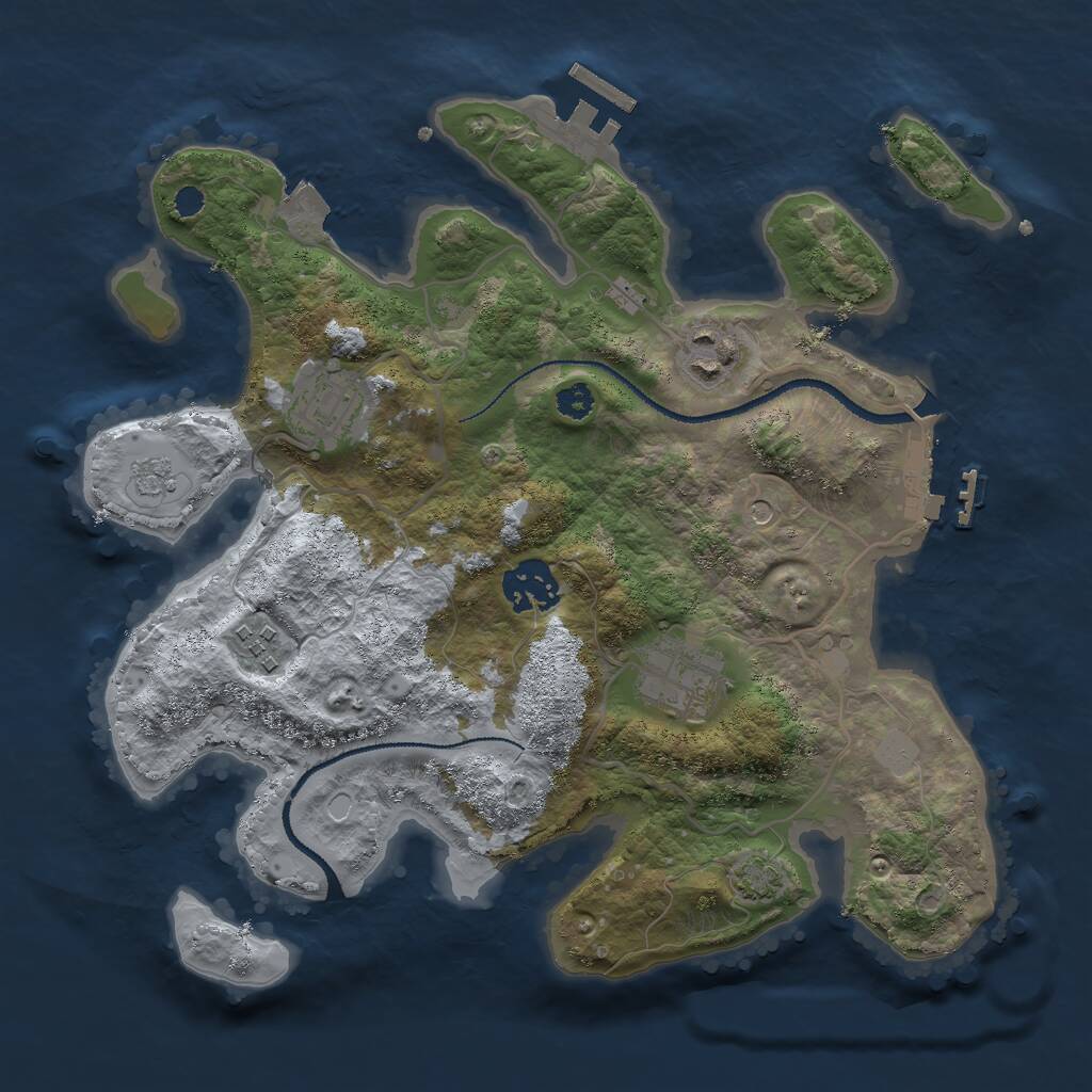Rust Map: Procedural Map, Size: 3000, Seed: 2374464, 11 Monuments