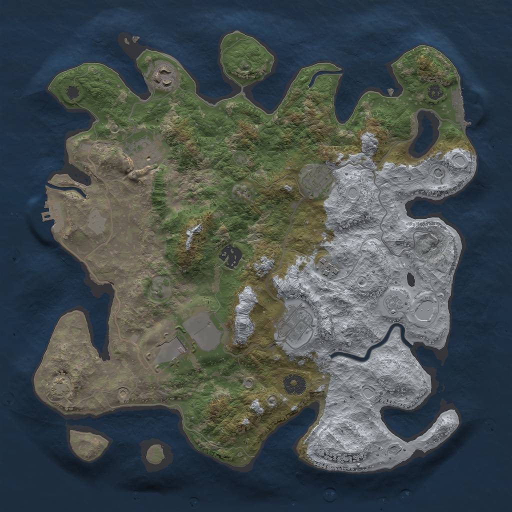 Rust Map: Procedural Map, Size: 3500, Seed: 1420001543, 15 Monuments