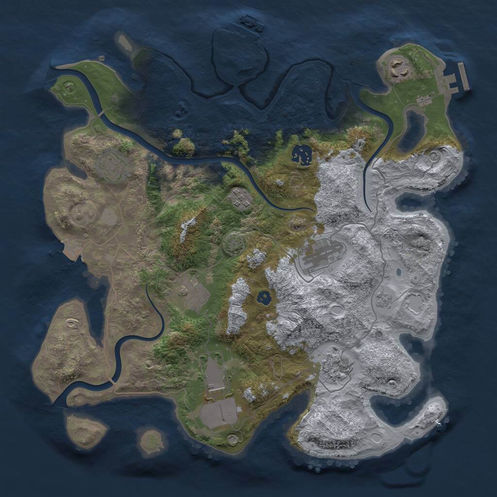 Rust Map: Procedural Map, Size: 3500, Seed: 1420001543, 14 Monuments
