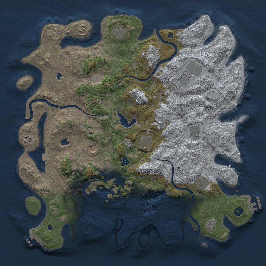 Rust Map: Procedural Map, Size: 4500, Seed: 12322, 16 Monuments