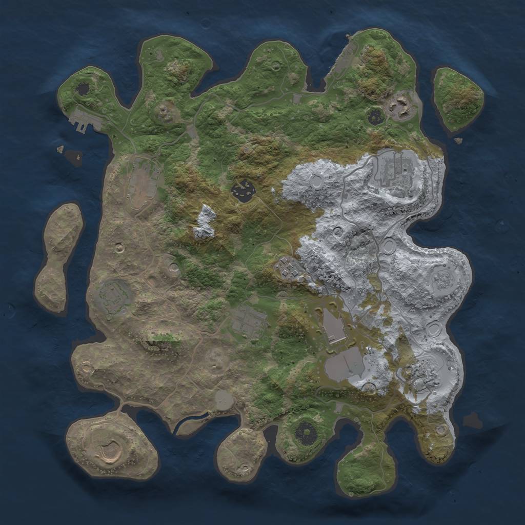 Rust Map: Procedural Map, Size: 3500, Seed: 1834233693, 17 Monuments