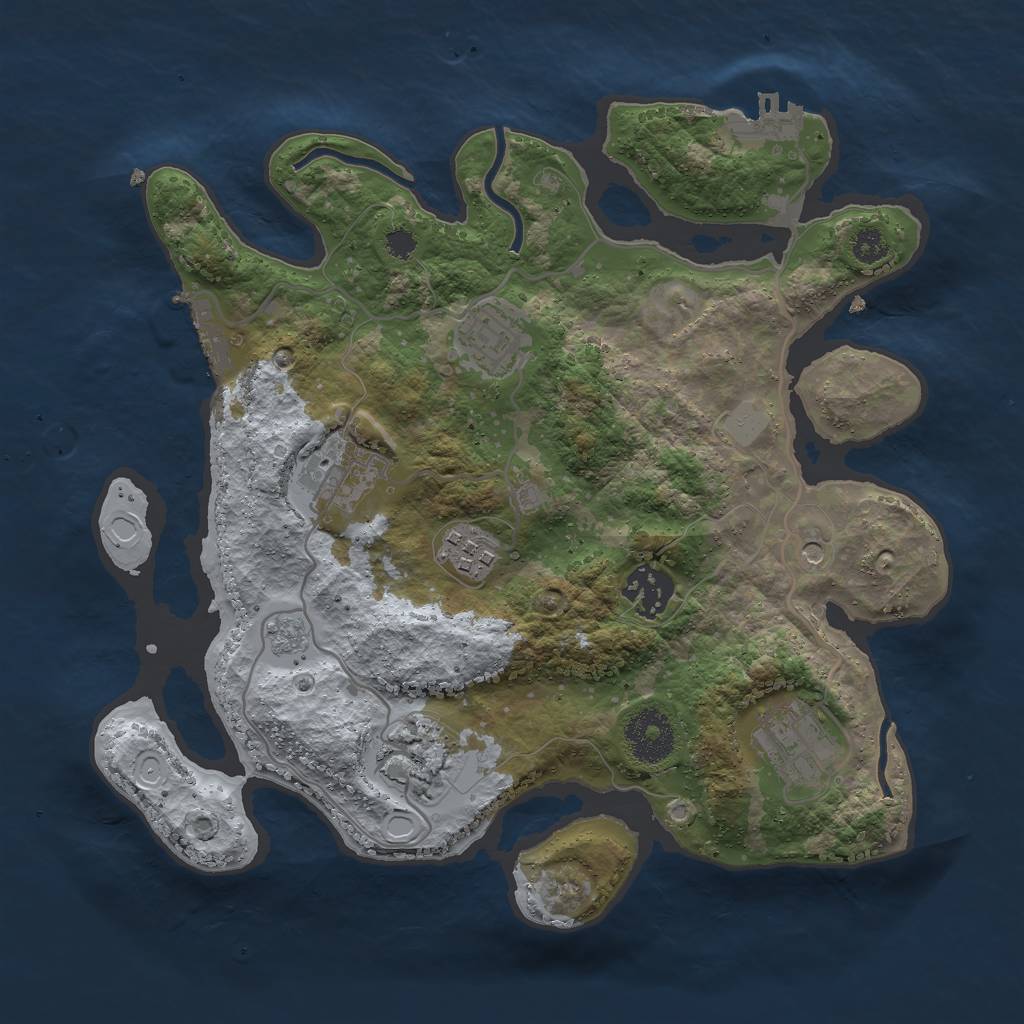 Rust Map: Procedural Map, Size: 3000, Seed: 142547856, 13 Monuments