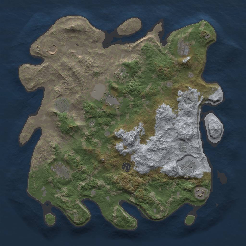 Rust Map: Barren, Size: 4000, Seed: 1663255527, 13 Monuments