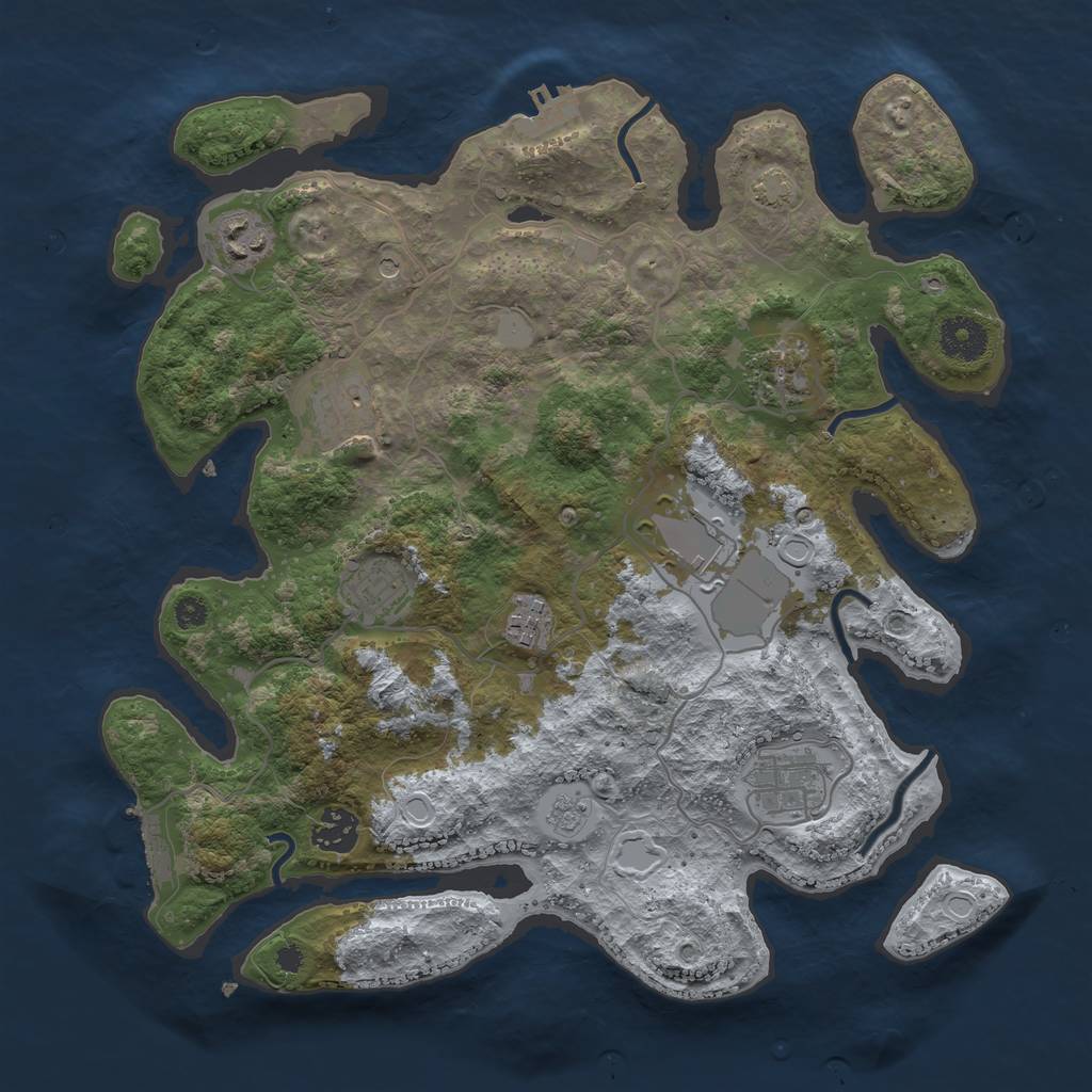 Rust Map: Procedural Map, Size: 3500, Seed: 1545238826, 16 Monuments